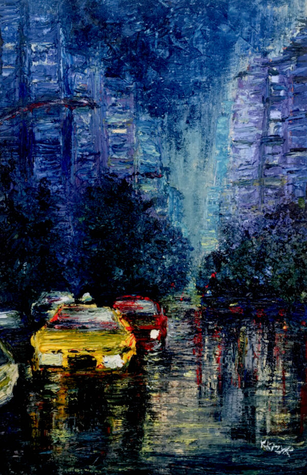 Yellow Taxi Oil Painting original